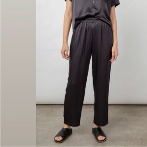 RAILS Woman’s Mason Satin Wide Leg Black Cropped Trousers Pants M Pull-on Comfy